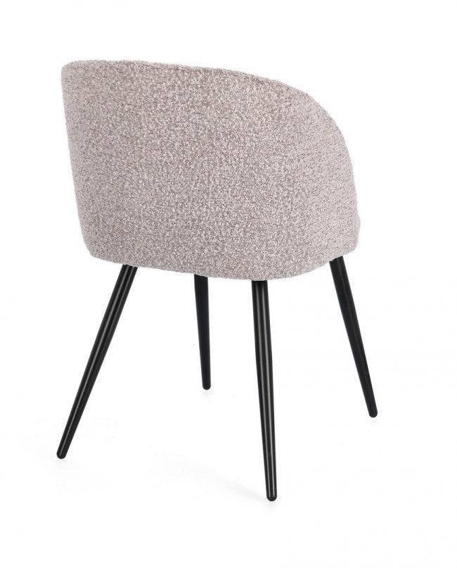 Set 2 Sedie Tessuto Bouclé Bianco Moderno da Interno - FELI Colore: Grigio