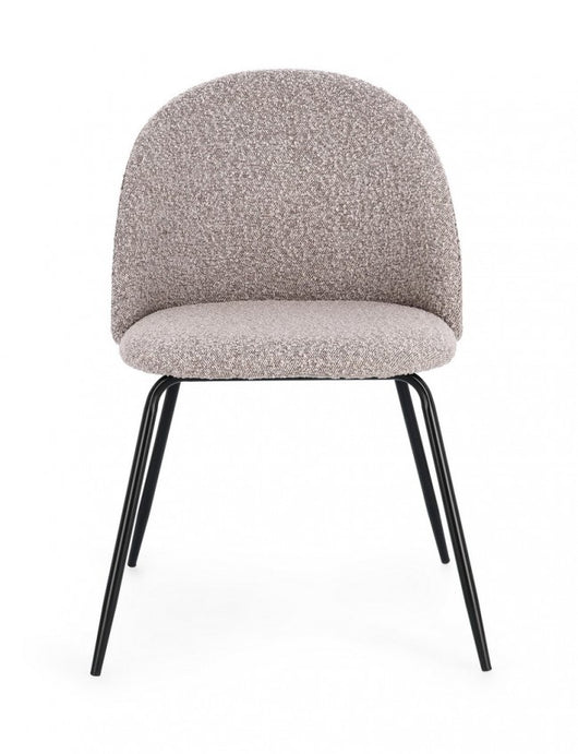 Set 4 Sedie Tessuto Avorio Gambe Oro Moderne da Interno - GABRI Colore: Nero