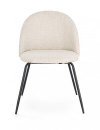 Set 4 Sedie Tessuto Avorio Gambe Oro Moderne da Interno - GABRI Colore: Nero