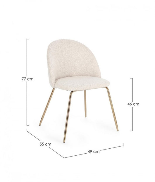 Set 4 Sedie Tessuto Avorio Gambe Oro Moderne da Interno - GABRI Colore: Oro