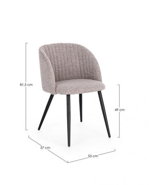 Set 2 Sedie Tessuto Bouclé Bianco Moderno da Interno - FELI Colore: Grigio