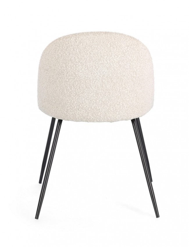 Set 4 Sedie Tessuto Avorio Gambe Oro Moderne da Interno - GABRI Colore: Nero