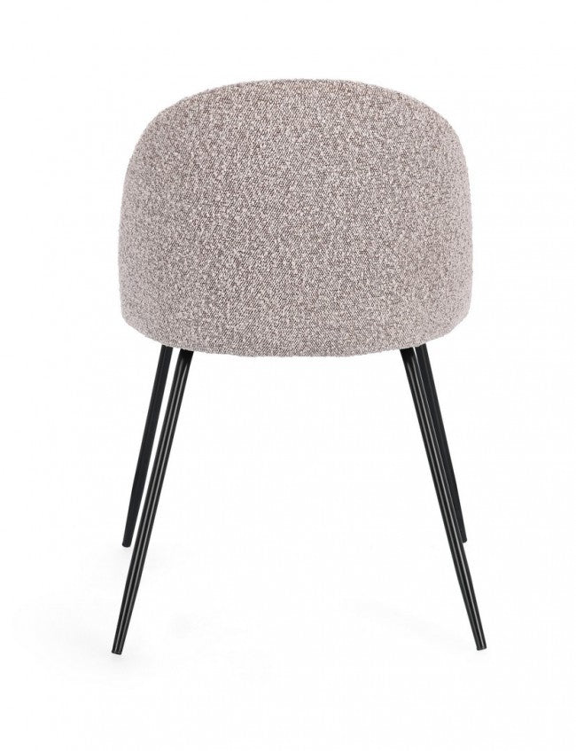 Set 4 Sedie Tessuto Avorio Gambe Oro Moderne da Interno - GABRI Colore: Nero