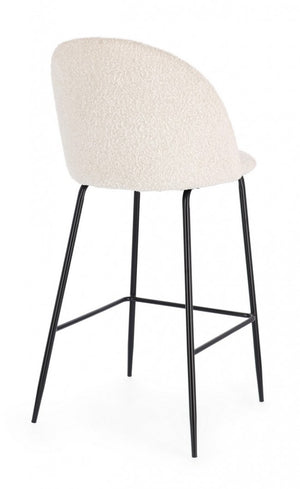 Set 2 Sgabelli Bar Bouclé Bianco Moderno da Interno - SIMON Colore: Bianco
