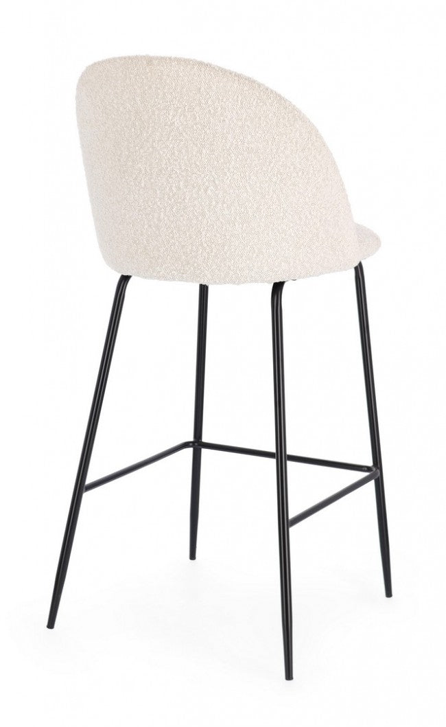 Set 2 Sgabelli Bar Bouclé Bianco Moderno da Interno - SIMON Colore: Bianco