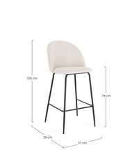 Set 2 Sgabelli Bar Bouclé Bianco Moderno da Interno - SIMON Colore: Bianco