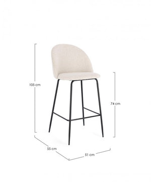 Set 2 Sgabelli Bar Bouclé Bianco Moderno da Interno - SIMON Colore: Bianco