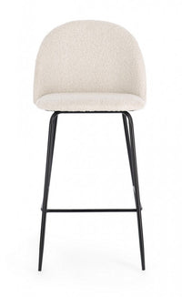 Set 2 Sgabelli Bar Bouclé Bianco Moderno da Interno - SIMON Colore: Bianco
