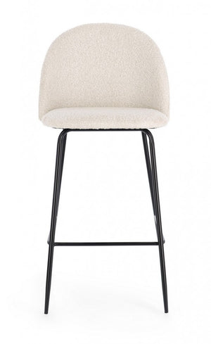 Set 2 Sgabelli Bar Bouclé Bianco Moderno da Interno - SIMON Colore: Bianco