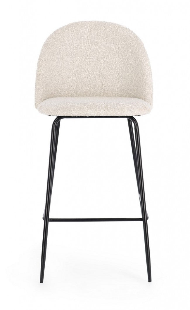 Set 2 Sgabelli Bar Bouclé Bianco Moderno da Interno - SIMON Colore: Bianco