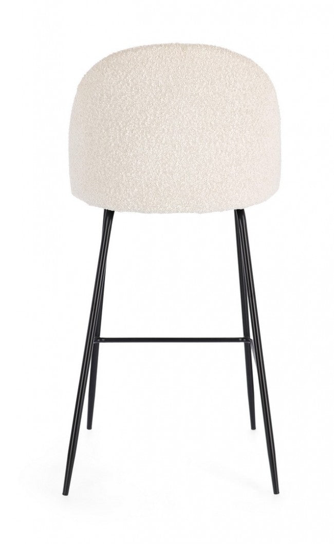 Set 2 Sgabelli Bar Bouclé Bianco Moderno da Interno - SIMON Colore: Bianco