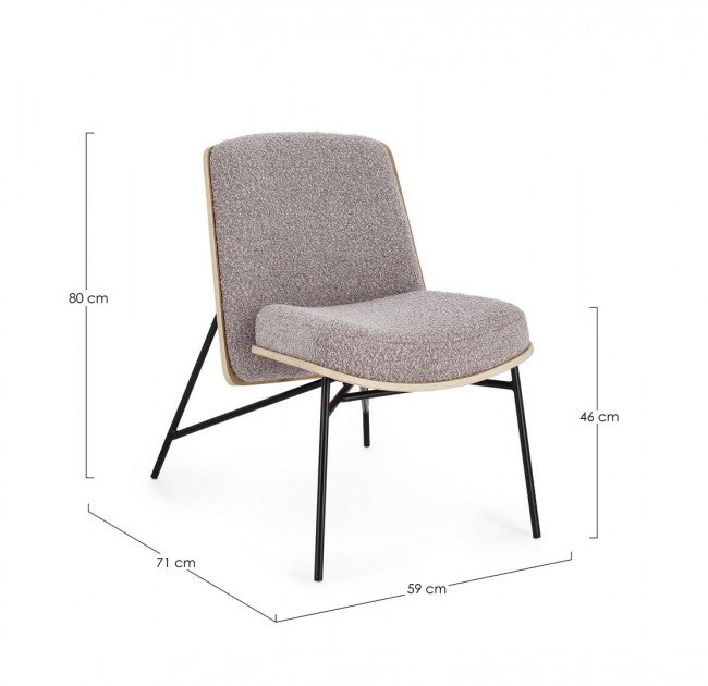 Poltrona Design Legno Grigio Moderno da Interno - CLIFF Colore: Grigio