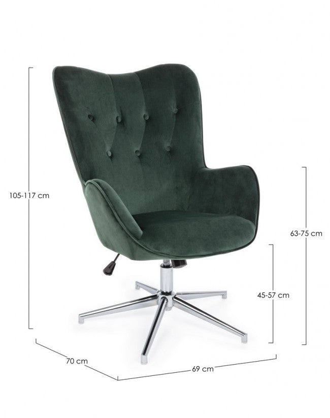 Poltrona in Velluto Verde Moderna da Interno - DAPHNE Colore: Verde