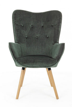Poltrona Velluto Verde Scuro Moderna da Interno - ANNA Colore: Verde Scuro