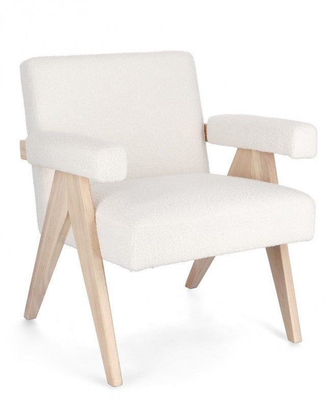 Poltrona Tessuto Bianco Moderna da Interno - YVONNE Colore: Bianco