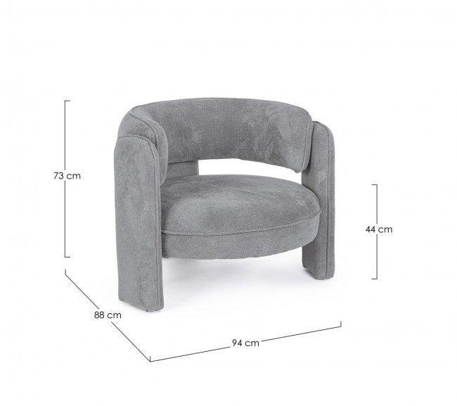 Poltrona Tessuto Blu Moderna da Interno - ARIANA Colore: Grigio