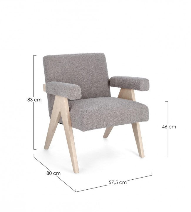 Poltrona Tessuto Bianco Moderna da Interno - YVONNE Colore: Tortora