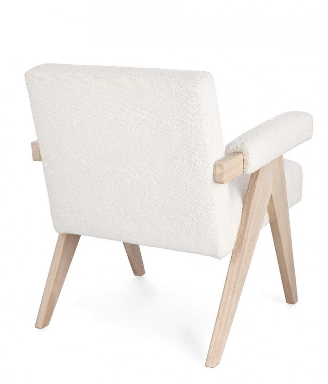 Poltrona Tessuto Bianco Moderna da Interno - YVONNE Colore: Bianco