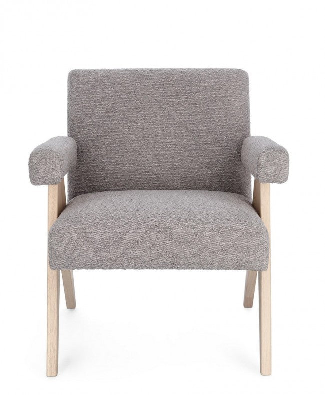 Poltrona Tessuto Bianco Moderna da Interno - YVONNE Colore: Tortora