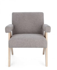 Poltrona Tessuto Bianco Moderna da Interno - YVONNE Colore: Tortora