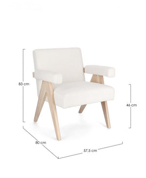 Poltrona Tessuto Bianco Moderna da Interno - YVONNE Colore: Bianco