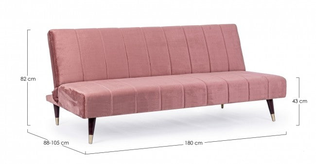 Divano Letto Velluto Beige Moderno da Interno - ADELAIDE Colore: Rosa