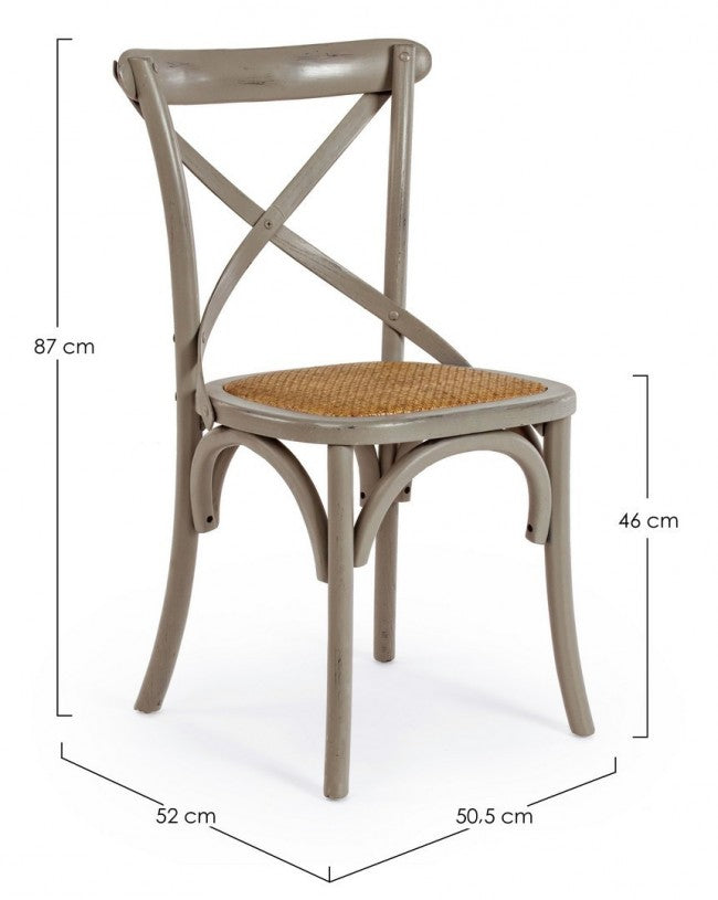 Sedia Legno Naturale Rustica da Interno - CROSS Colore: Grigio
