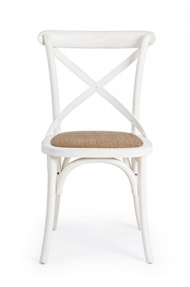 Sedia Legno Naturale Rustica da Interno - CROSS Colore: Bianco