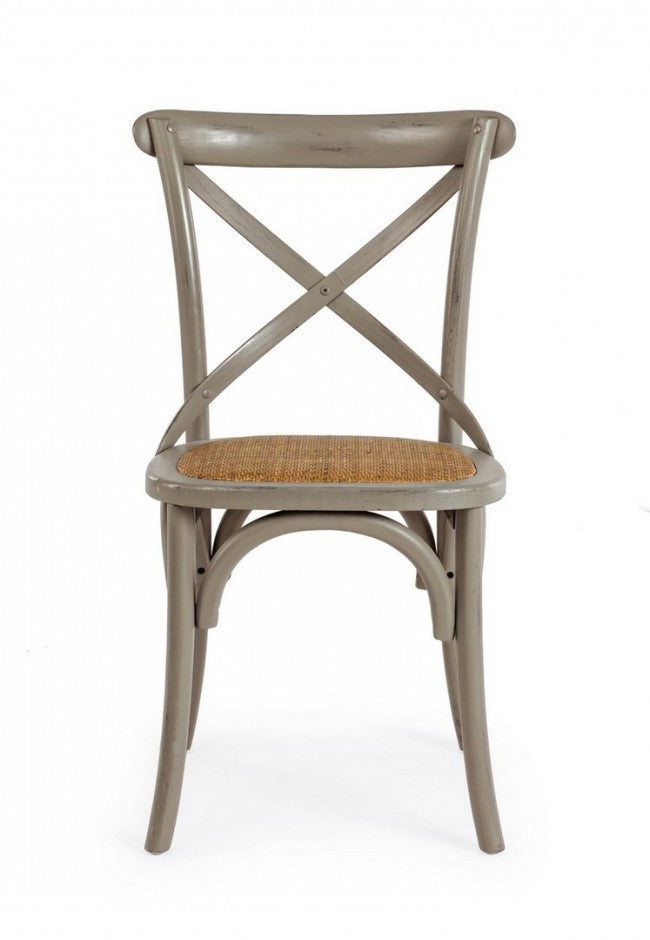 Sedia Legno Naturale Rustica da Interno - CROSS Colore: Grigio