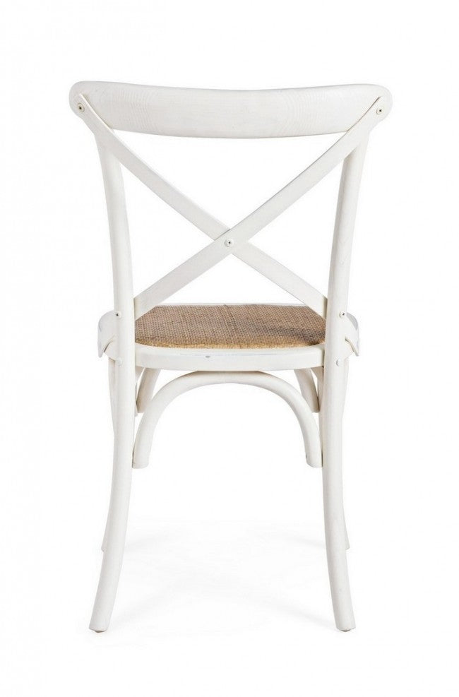 Sedia Legno Naturale Rustica da Interno - CROSS Colore: Bianco