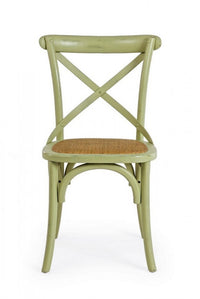 Sedia Legno Naturale Rustica da Interno - CROSS Colore: Verde