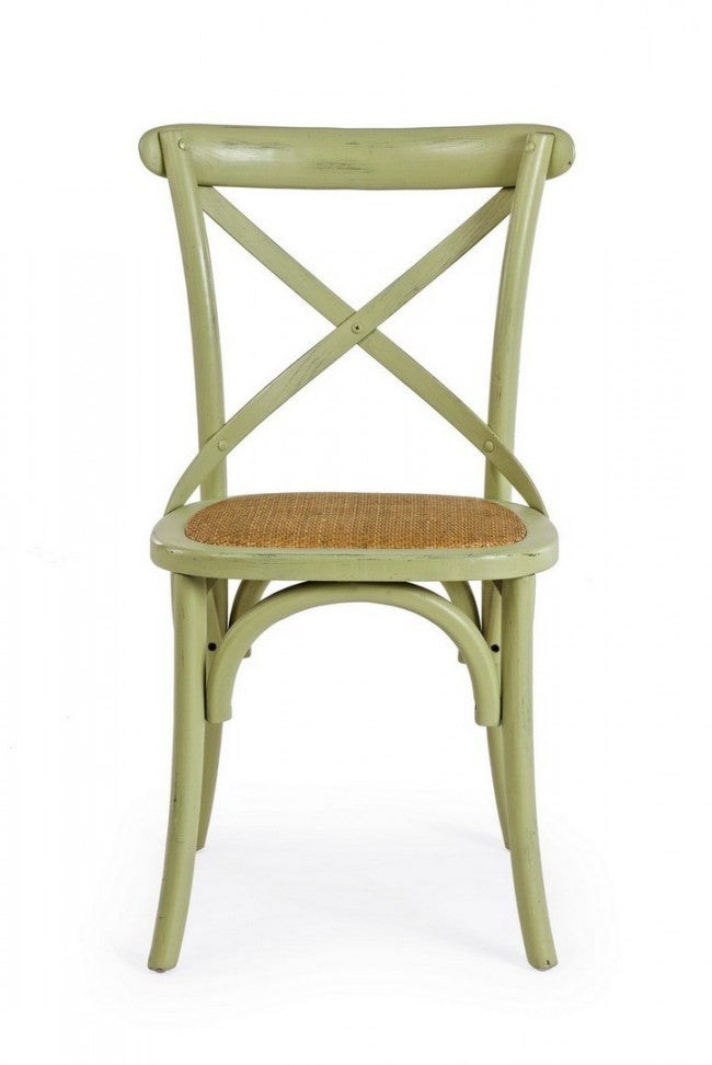 Sedia Legno Naturale Rustica da Interno - CROSS Colore: Verde