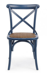Sedia Legno Naturale Rustica da Interno - CROSS Colore: Blu