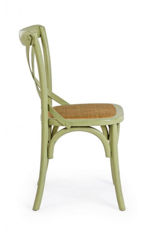 Sedia Legno Naturale Rustica da Interno - CROSS Colore: Verde