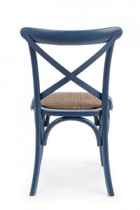 Sedia Legno Naturale Rustica da Interno - CROSS Colore: Blu