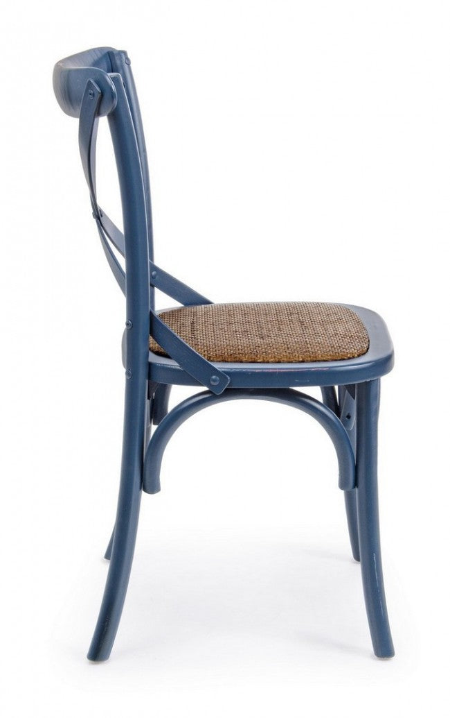 Sedia Legno Naturale Rustica da Interno - CROSS Colore: Blu