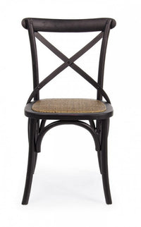 Sedia Legno Naturale Rustica da Interno - CROSS Colore: Nero