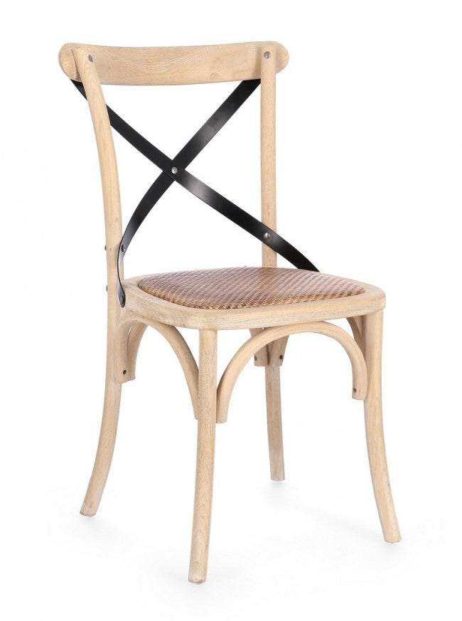 Sedia Legno Naturale Rustica da Interno - CROSS Colore: Marrone chiaro