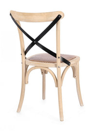 Sedia Legno Naturale Rustica da Interno - CROSS Colore: Marrone chiaro