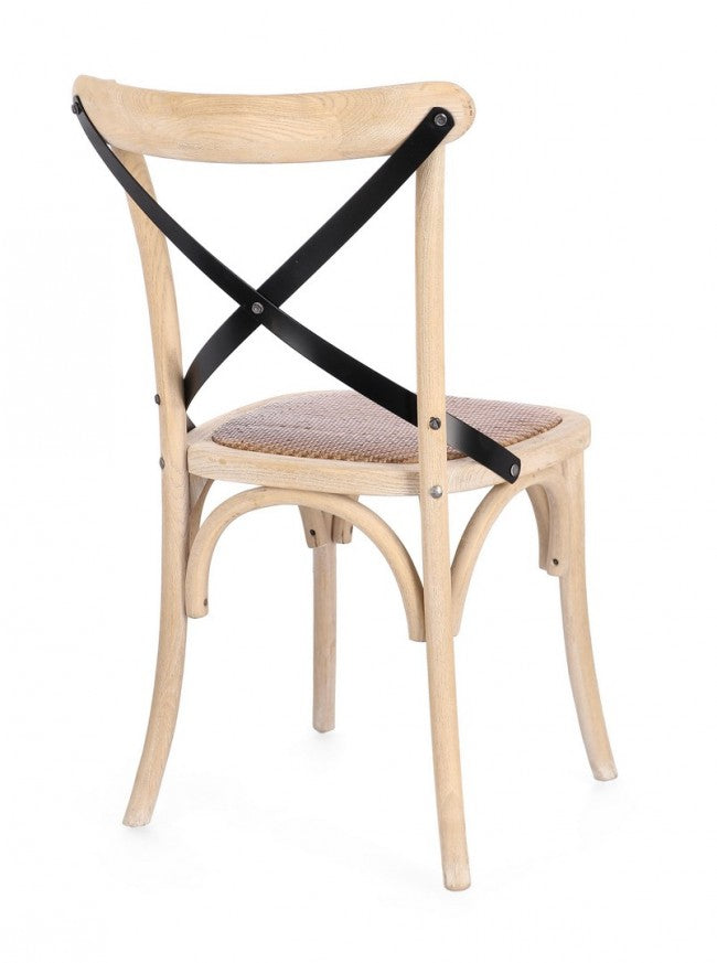 Sedia Legno Naturale Rustica da Interno - CROSS Colore: Marrone chiaro