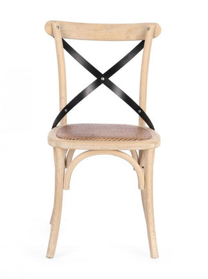 Sedia Legno Naturale Rustica da Interno - CROSS Colore: Marrone chiaro