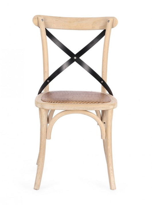 Sedia Legno Naturale Rustica da Interno - CROSS Colore: Marrone chiaro