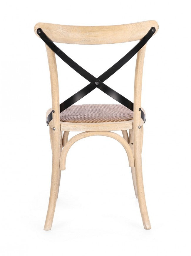 Sedia Legno Naturale Rustica da Interno - CROSS Colore: Marrone chiaro