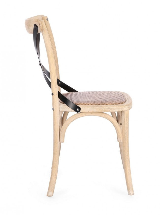 Sedia Legno Naturale Rustica da Interno - CROSS Colore: Marrone chiaro