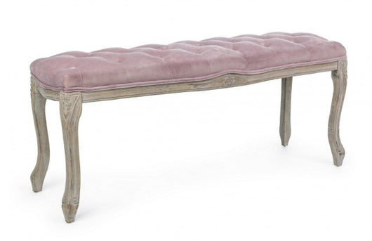 Panca in Legno e Tessuto Beige Rustica da Interno - ARIANNA Colore: Rosa