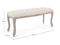 Panca in Legno e Tessuto Beige Rustica da Interno - ARIANNA Colore: Marrone