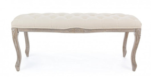 Panca in Legno e Tessuto Beige Rustica da Interno - ARIANNA Colore: Marrone