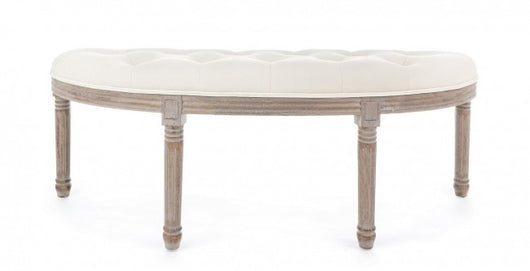 Panca in Legno Tessuto Beige Rustico da Interno - ARIANNA Colore: Marrone