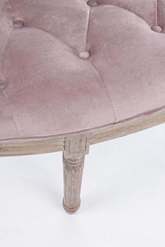 Panca in Legno Tessuto Beige Rustico da Interno - ARIANNA Colore: Rosa