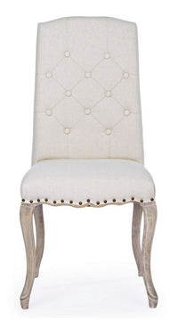 Set 2 Sedie Legno Tessuto Beige Vintage da Interno - CAMILLA Colore: Marrone